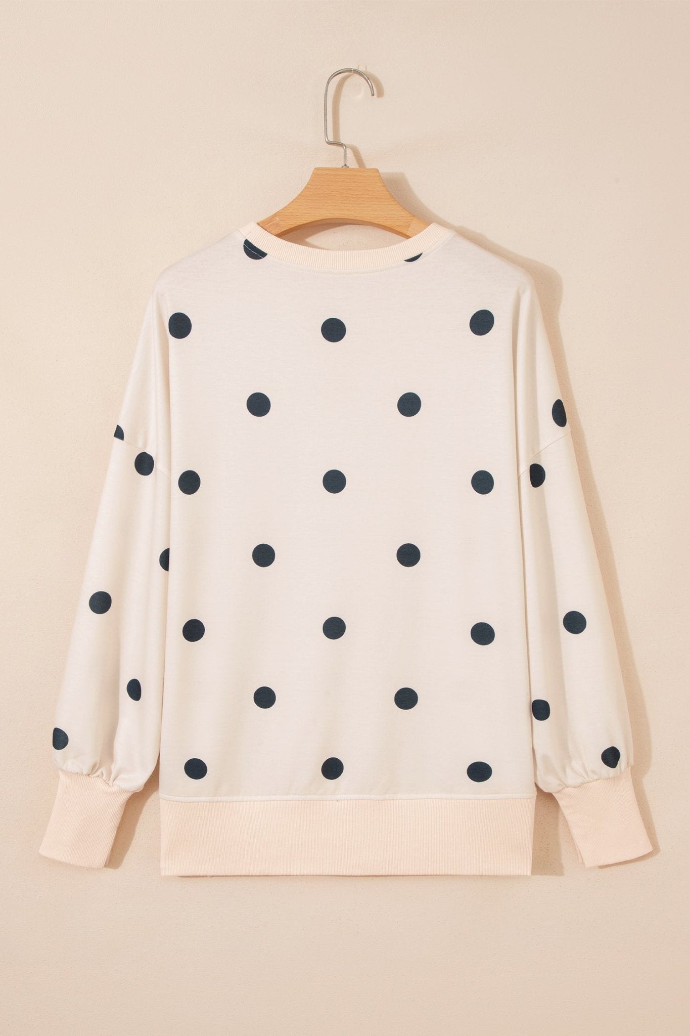 Polka Dot Long Sleeve Split Hem Sweatshirt - Rooted & Reckless Co.