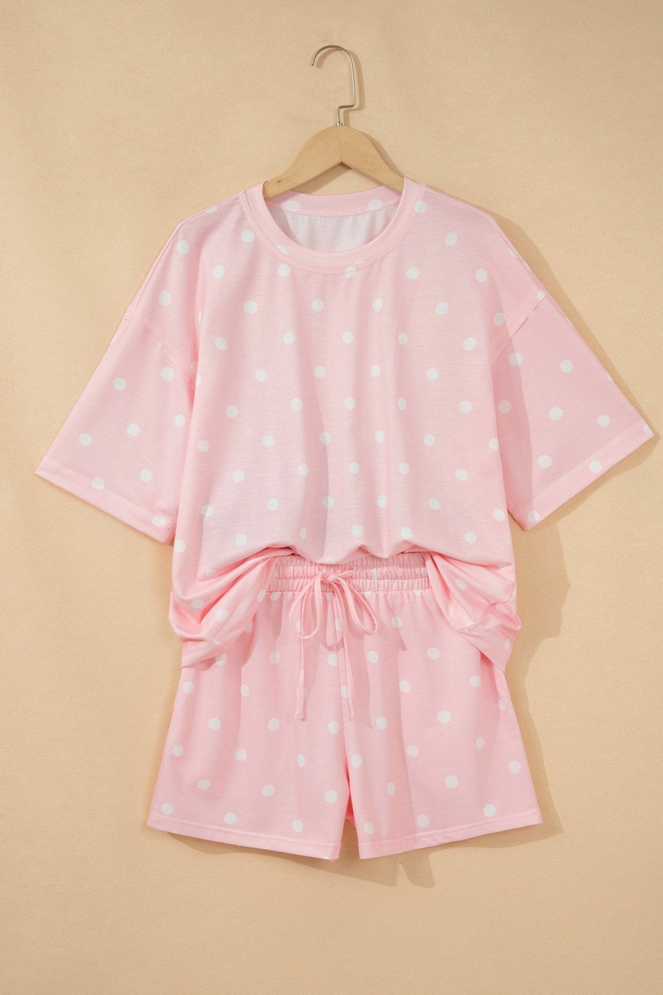 Polka Dot Loose Tee & Drawstring Shorts Set - Rooted & Reckless Co.