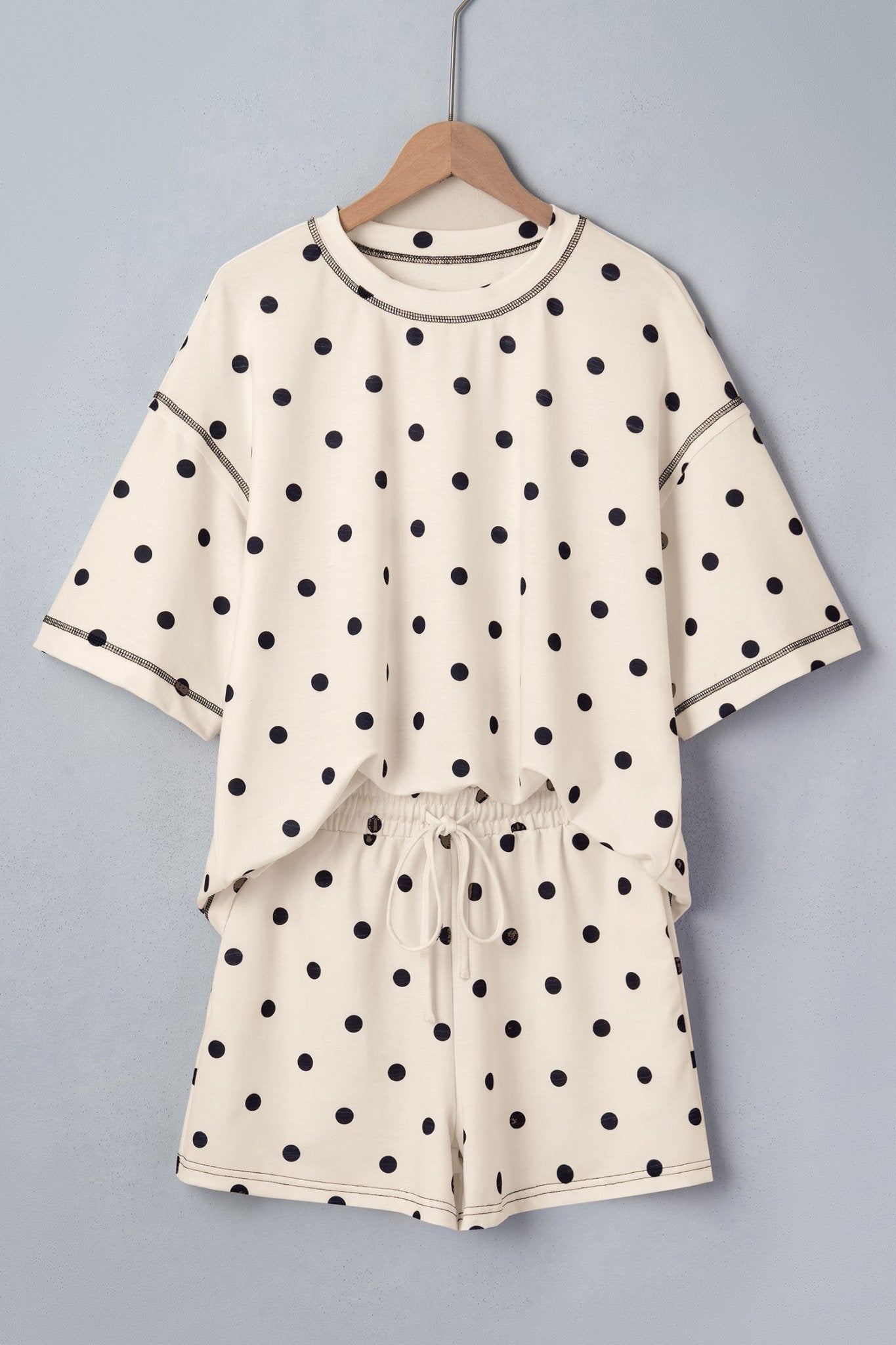 Polka Dot Loose Tee & Drawstring Shorts Set - Rooted & Reckless Co.