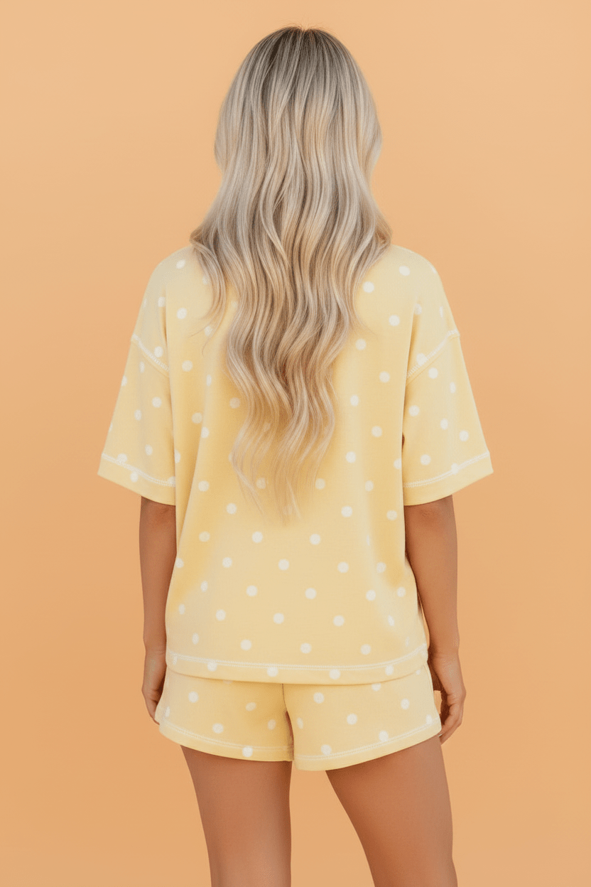 Polka Dot Loose Tee & Drawstring Shorts Set - Rooted & Reckless Co.