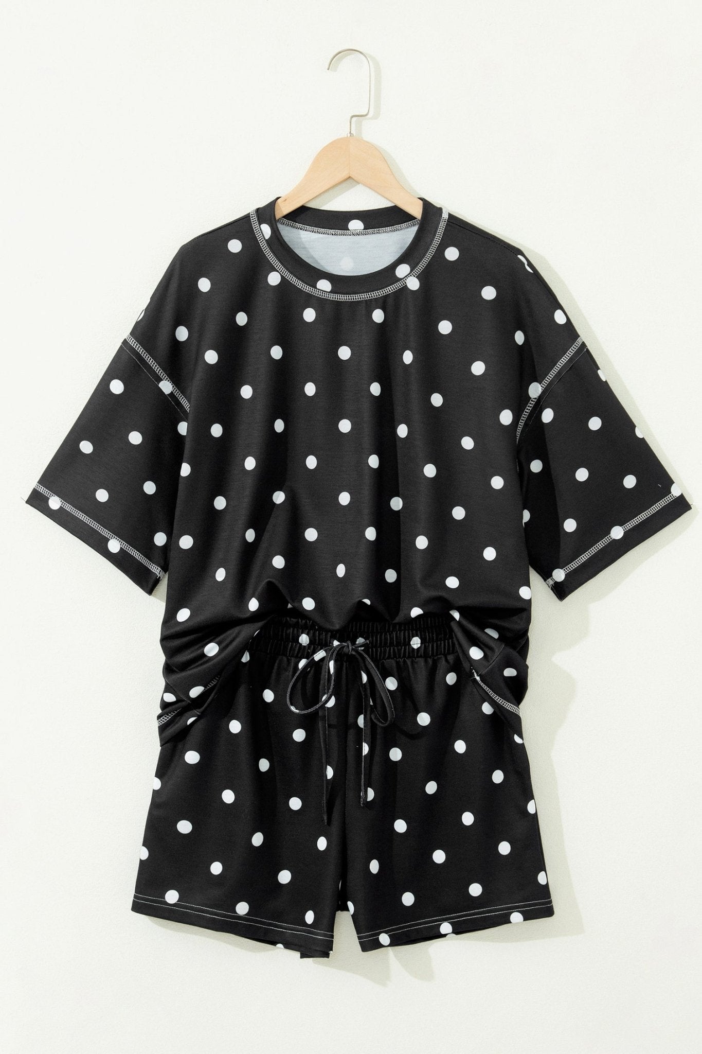 Polka Dot Loose Tee & Drawstring Shorts Set - Rooted & Reckless Co.