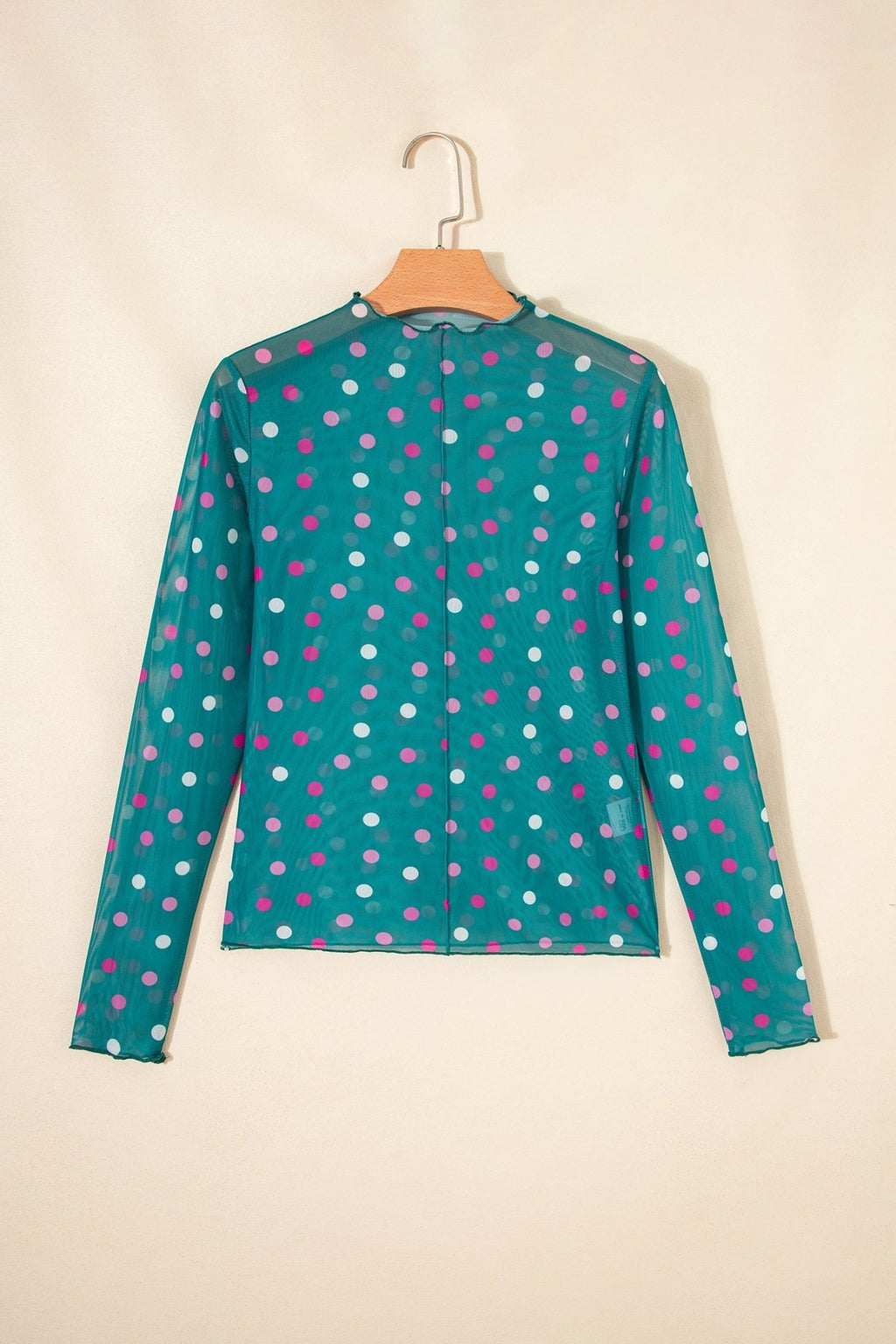 Polka Dot Mesh Bodycon Mock Neck Top - Rooted & Reckless Co.