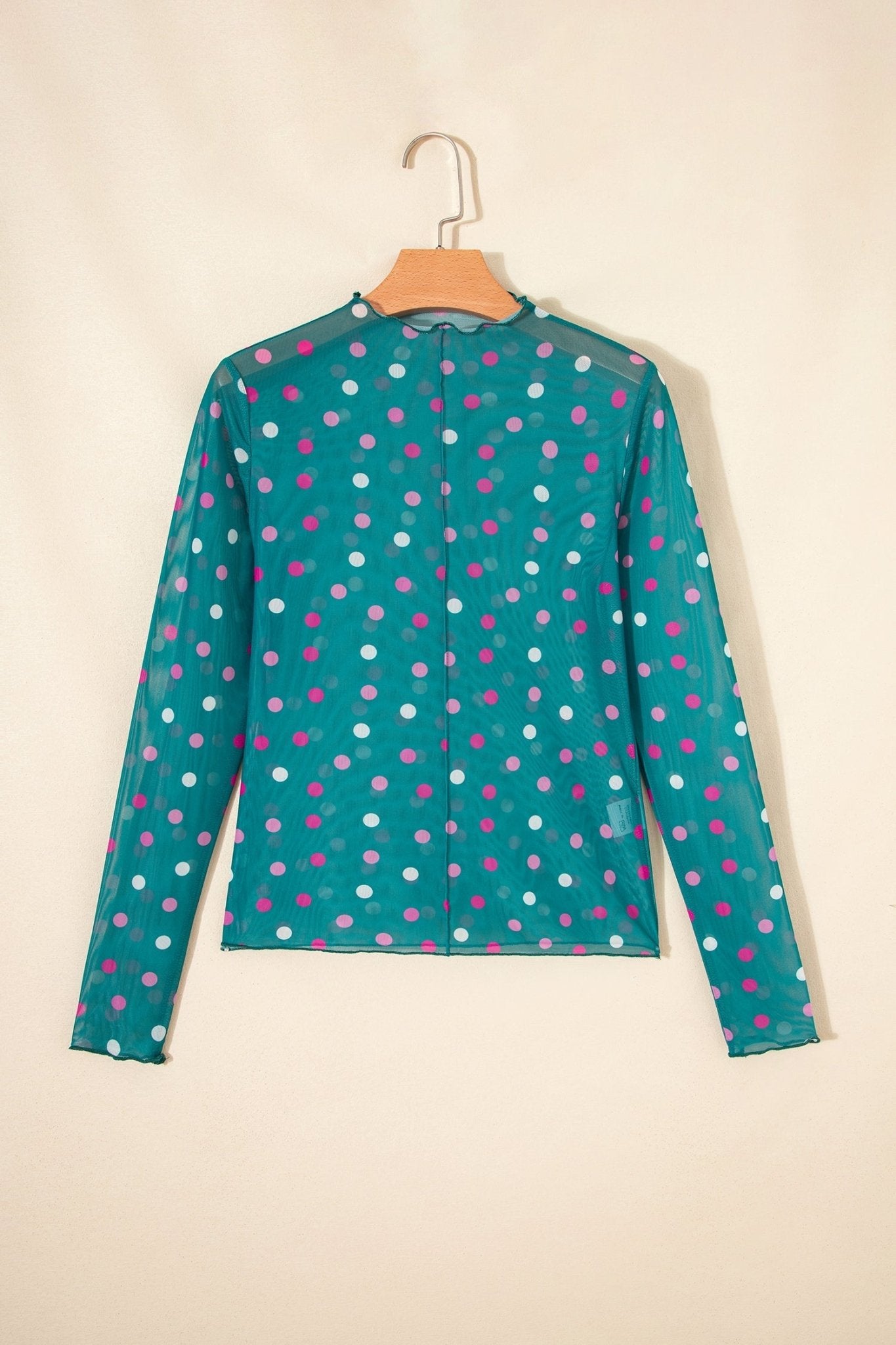 Polka Dot Mesh Bodycon Mock Neck Top - Rooted & Reckless Co.
