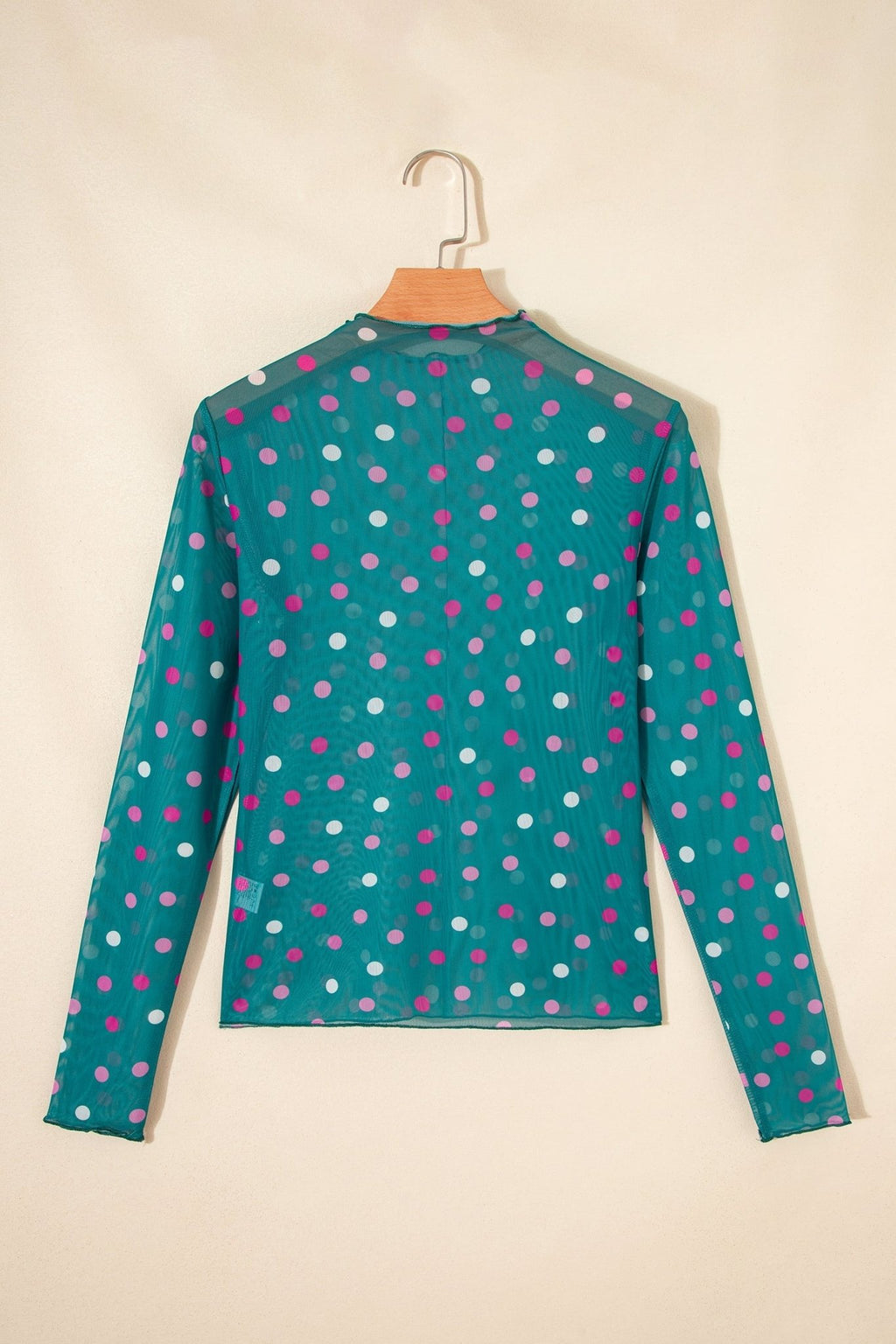 Polka Dot Mesh Bodycon Mock Neck Top - Rooted & Reckless Co.