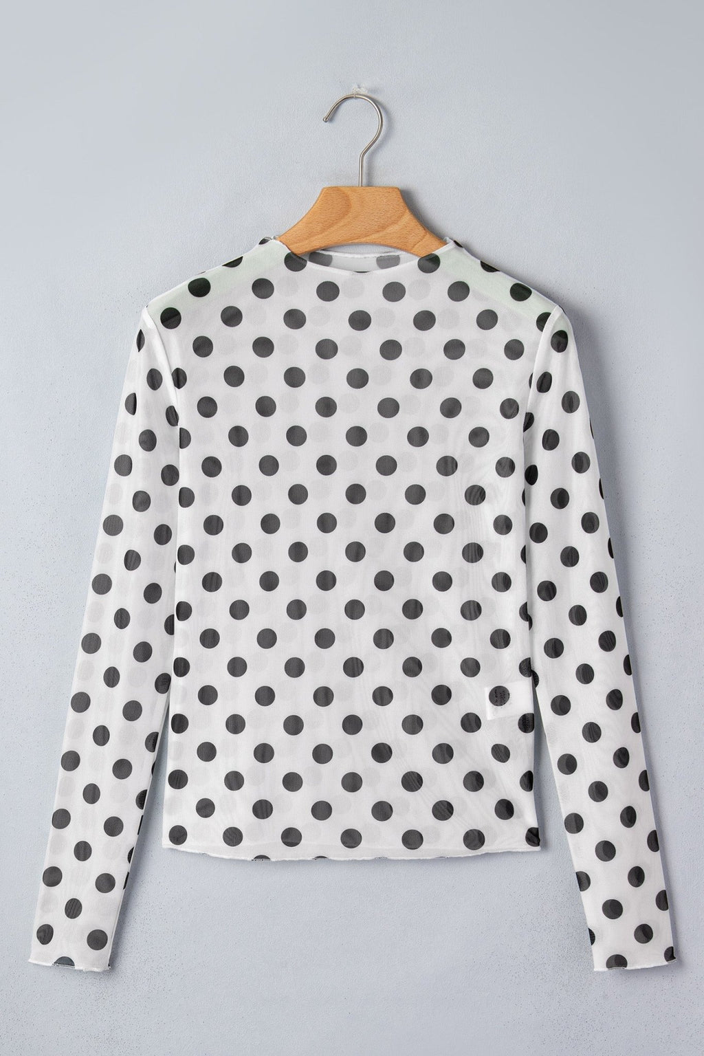 Polka Dot Mesh Long Sleeve Stand Neck Top - Rooted & Reckless Co.