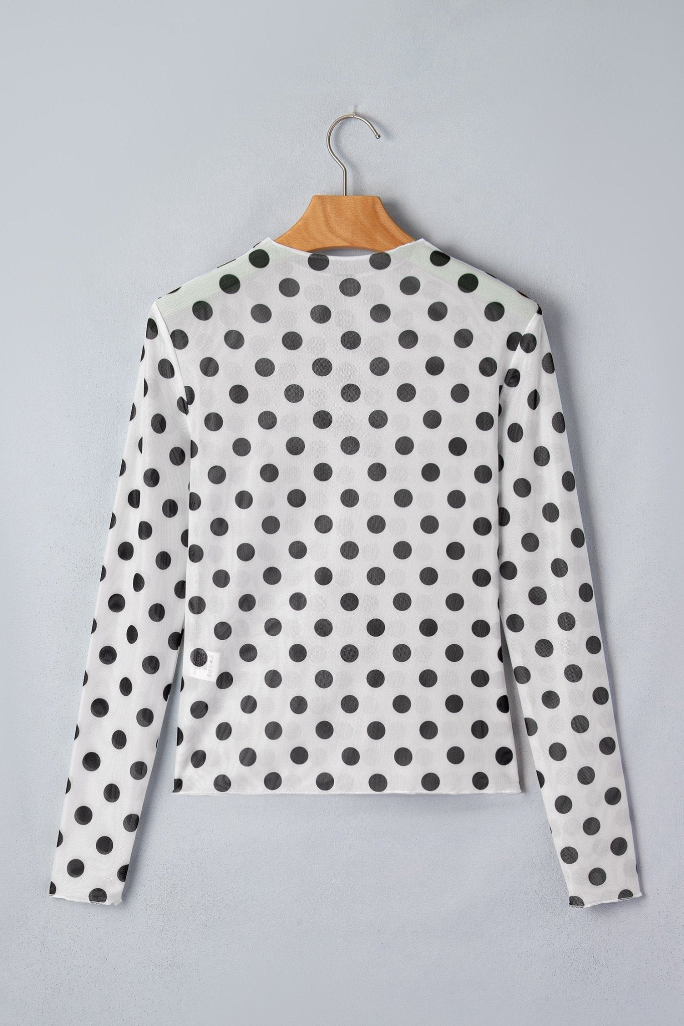 Polka Dot Mesh Long Sleeve Stand Neck Top - Rooted & Reckless Co.