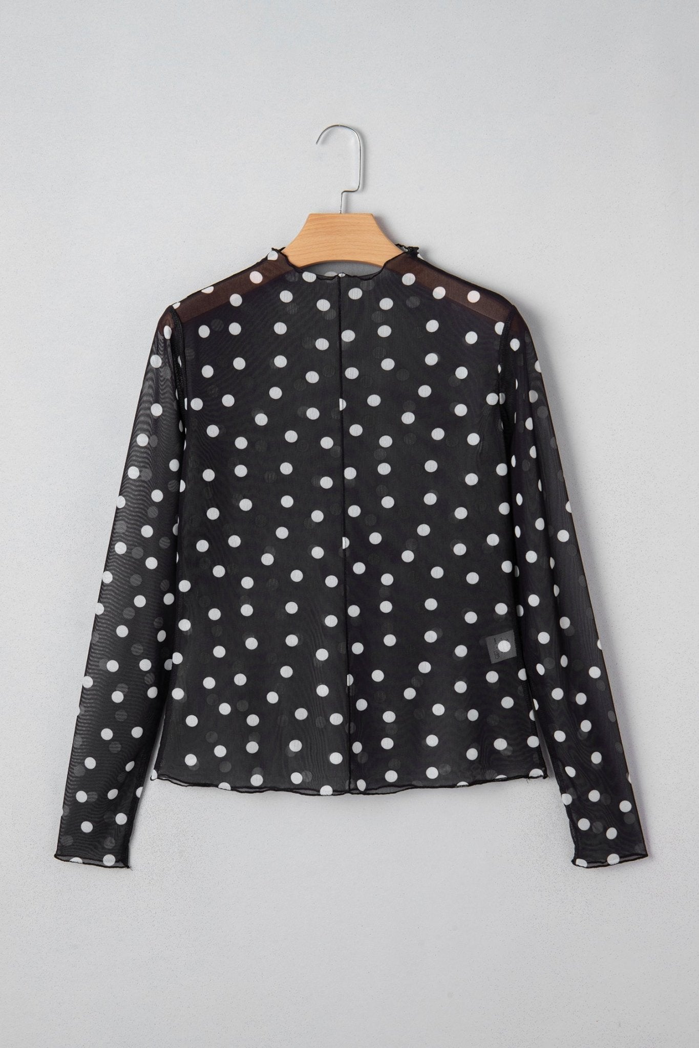 Polka Dot Mesh Mock Neck Long Sleeve Top - Rooted & Reckless Co.