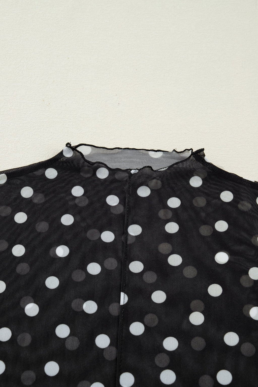 Polka Dot Mesh Mock Neck Long Sleeve Top - Rooted & Reckless Co.
