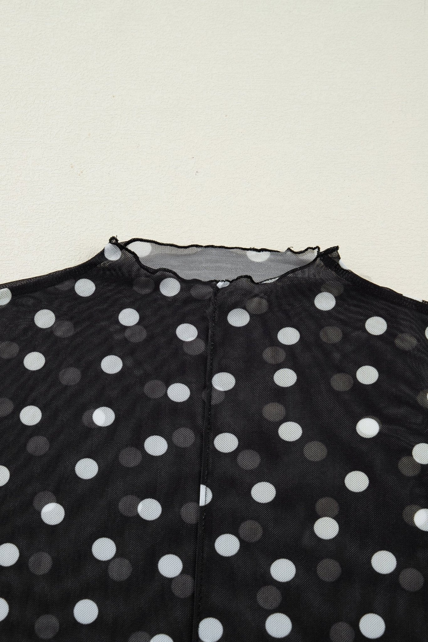 Polka Dot Mesh Mock Neck Long Sleeve Top - Rooted & Reckless Co.