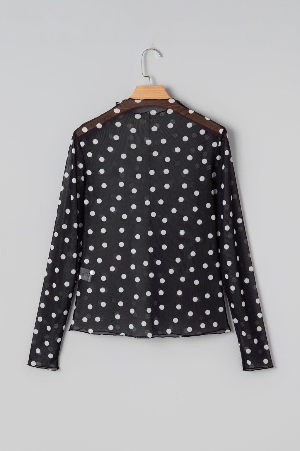 Polka Dot Mesh Mock Neck Long Sleeve Top - Rooted & Reckless Co.