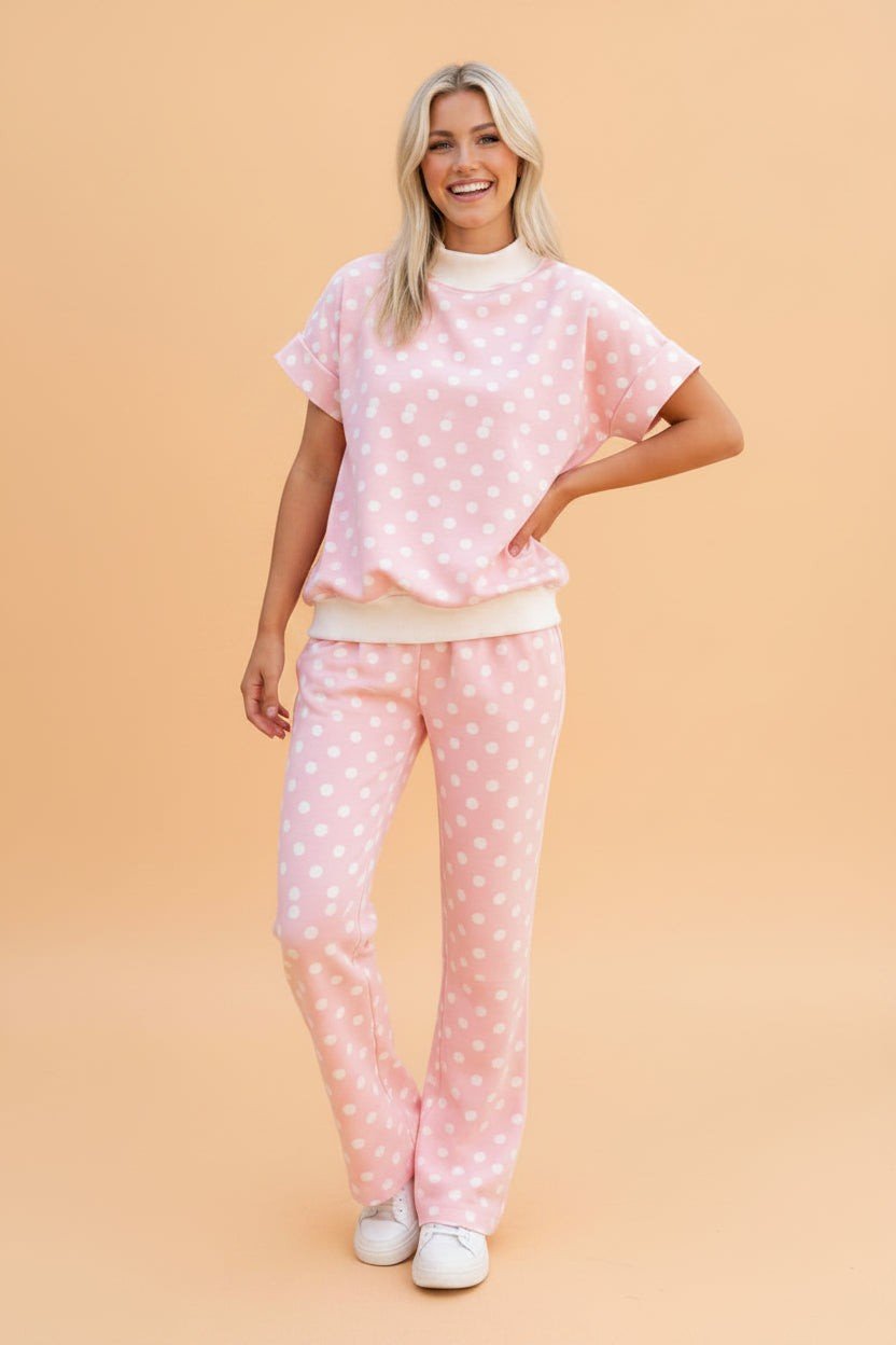 Polka Dot Mock Neck Top & Pants Set - Rooted & Reckless Co.