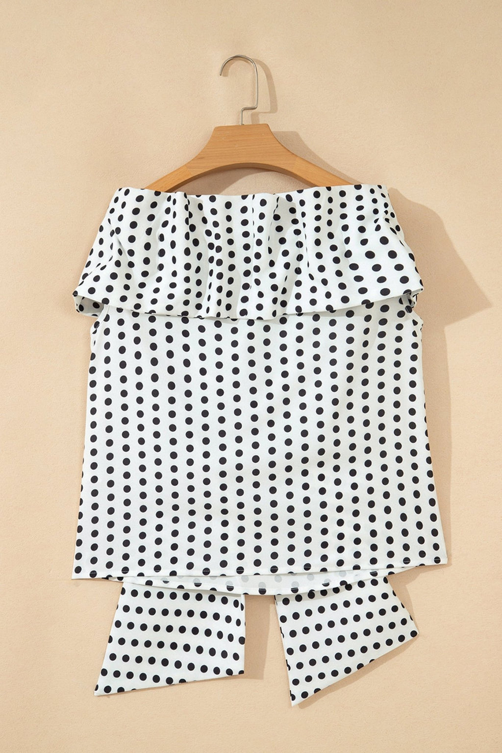 Polka Dot Off Shoulder Bow Knot Sleeve Blouse - Rooted & Reckless Co.