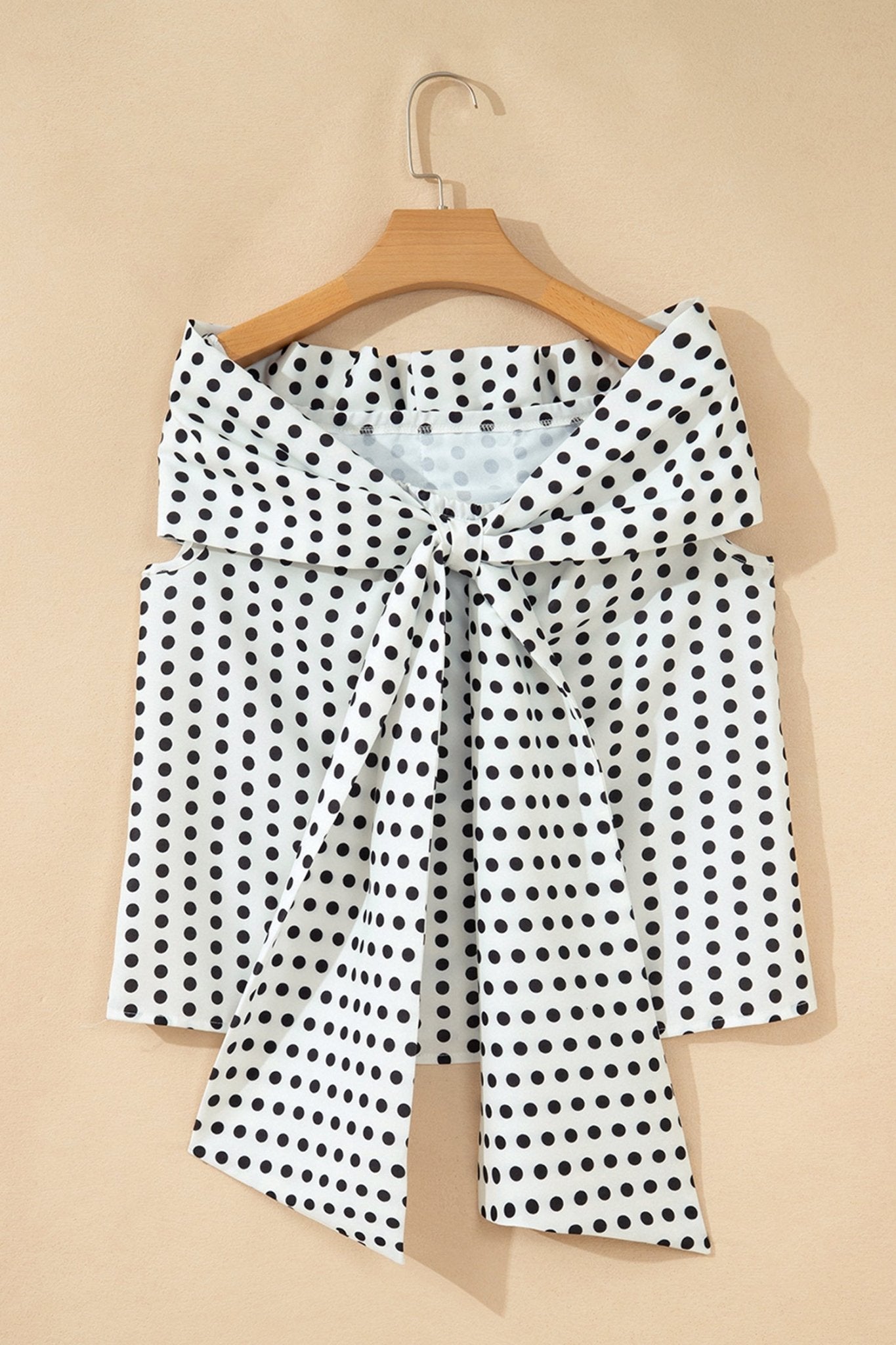 Polka Dot Off Shoulder Bow Knot Sleeve Blouse - Rooted & Reckless Co.