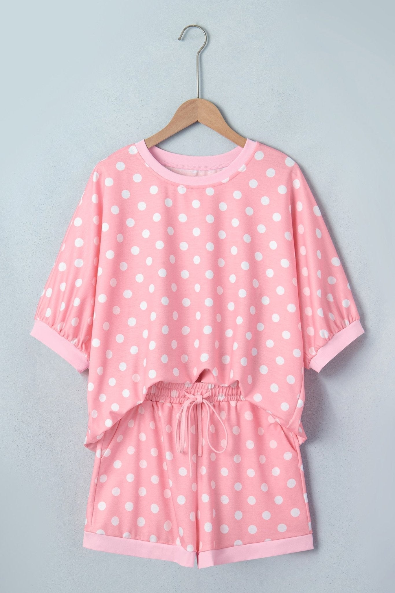 Polka Dot Oversized Top & Drawstring Shorts Set - Rooted & Reckless Co.