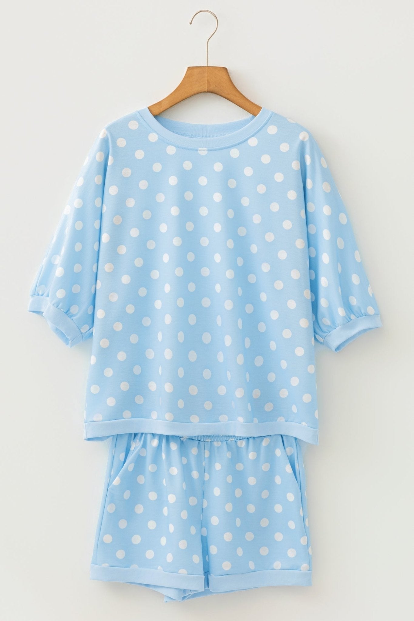 Polka Dot Oversized Top & Drawstring Shorts Set - Rooted & Reckless Co.