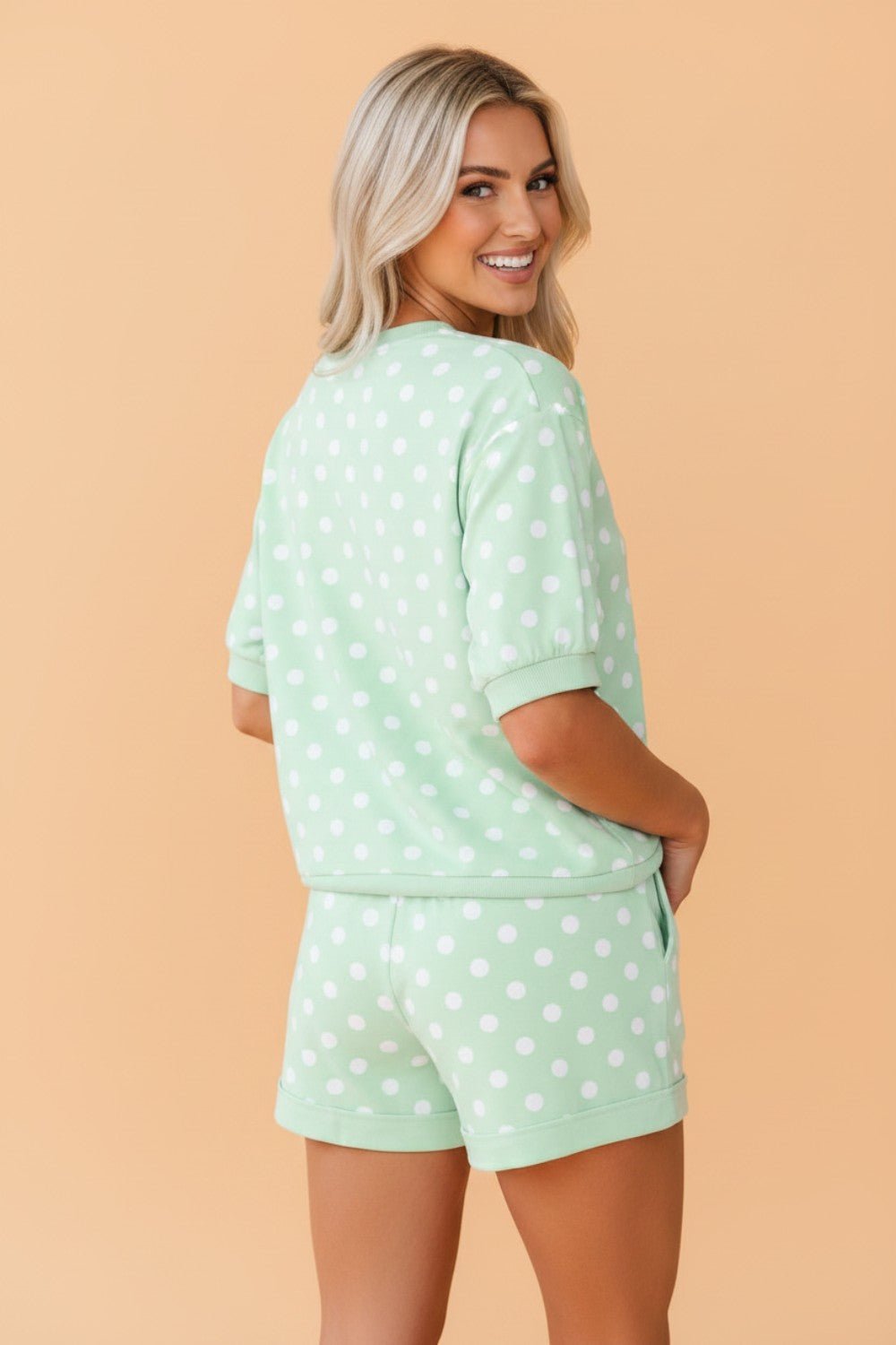 Polka Dot Oversized Top & Drawstring Shorts Set - Rooted & Reckless Co.