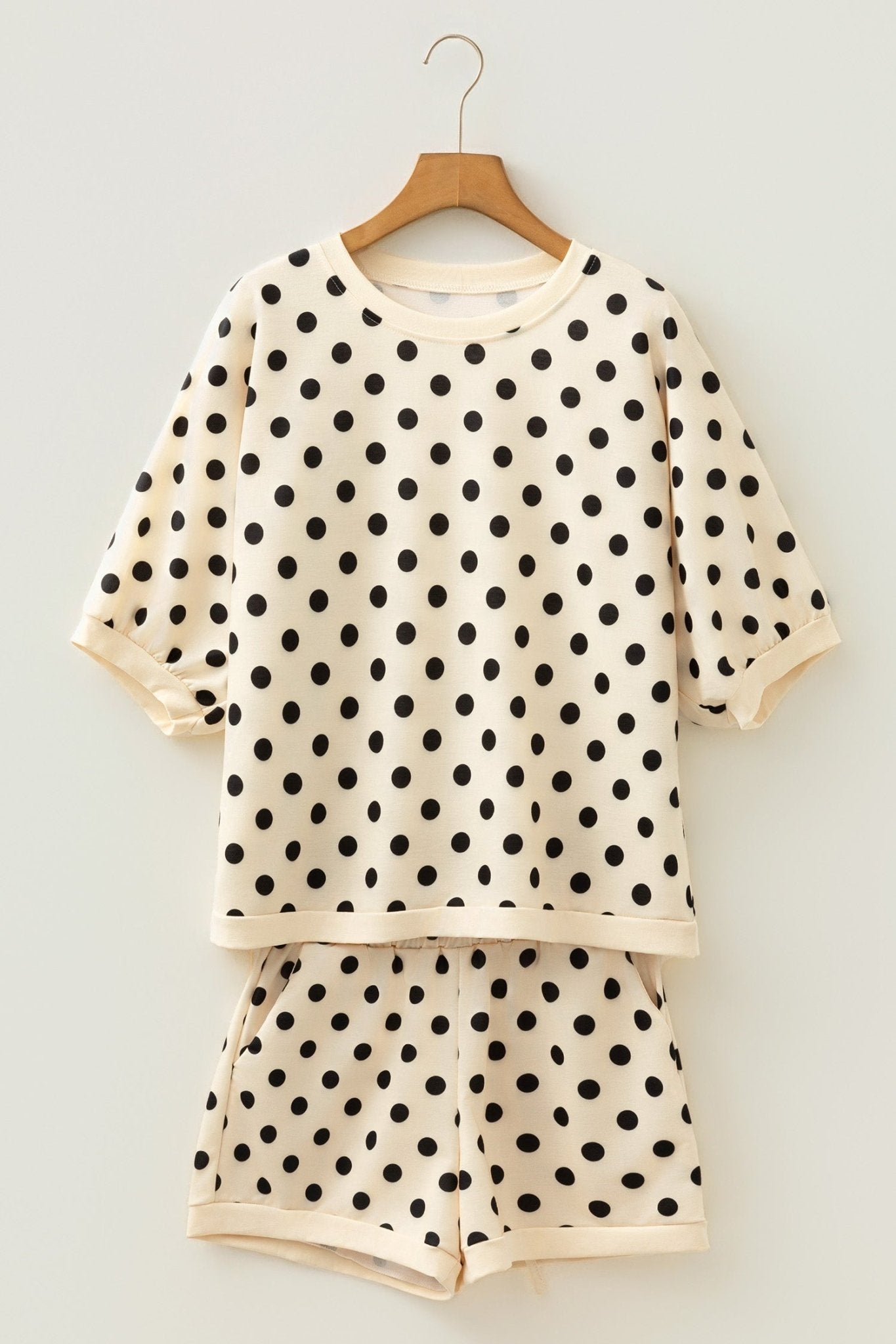 Polka Dot Oversized Top & Drawstring Shorts Set - Rooted & Reckless Co.