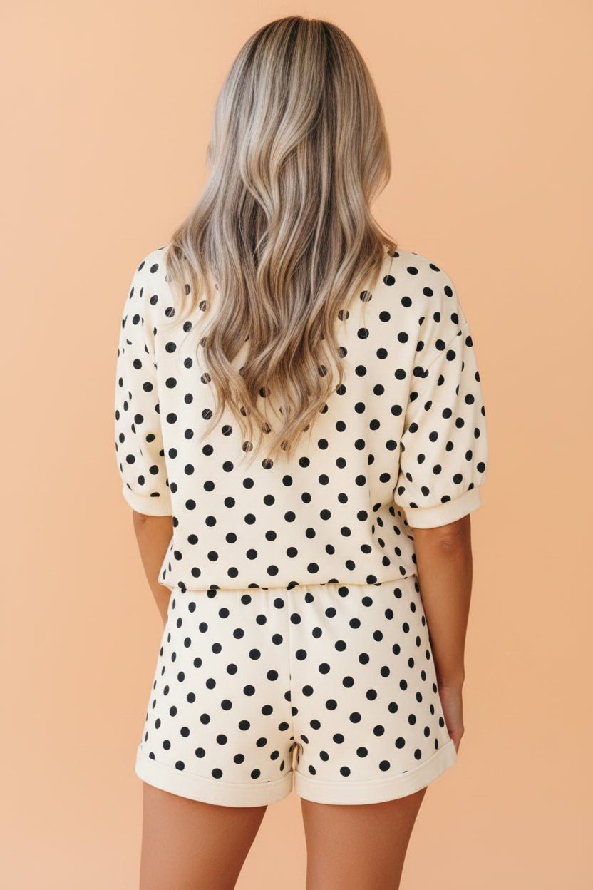 Polka Dot Oversized Top & Drawstring Shorts Set - Rooted & Reckless Co.
