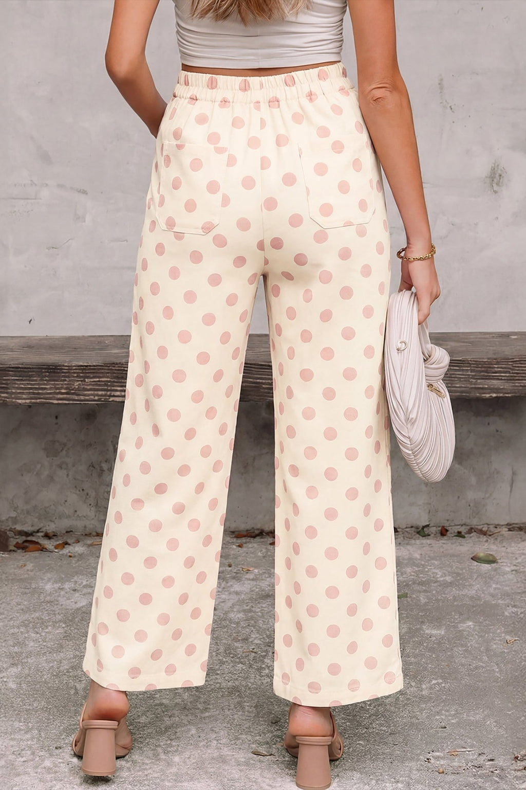 Polka Dot Patch Pocket Wide Leg Pants - Rooted & Reckless Co.