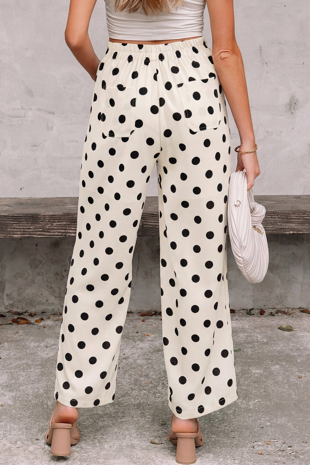 Polka Dot Patch Pocket Wide Leg Pants - Rooted & Reckless Co.