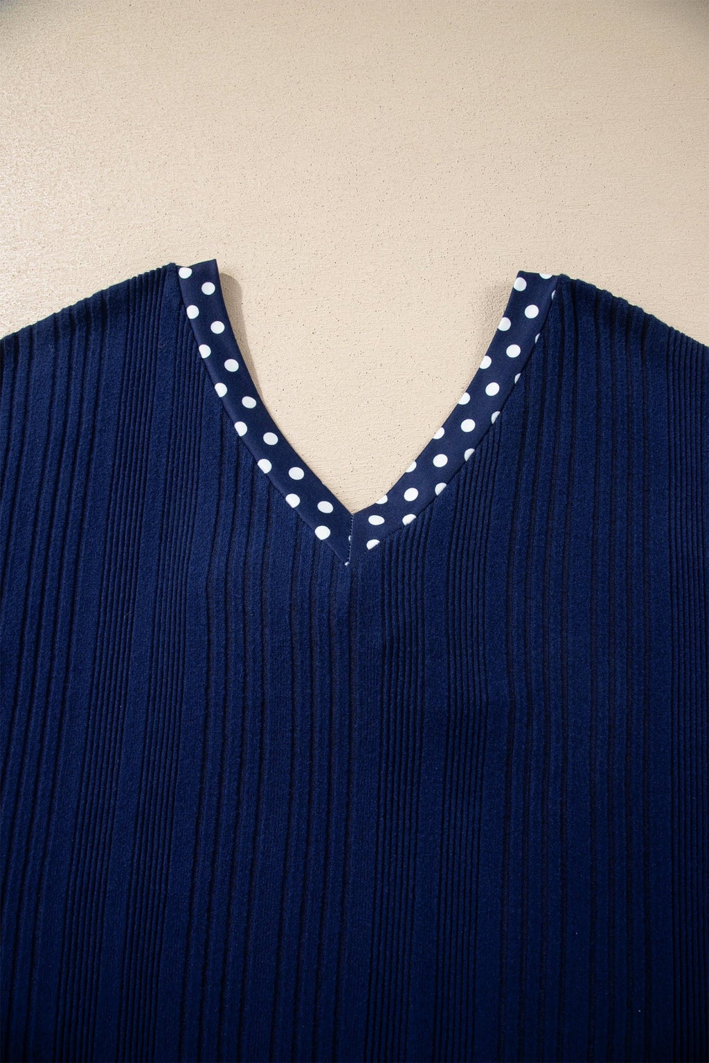 Polka Dot Patchwork Bow Tie V-Neck Top - Rooted & Reckless Co.