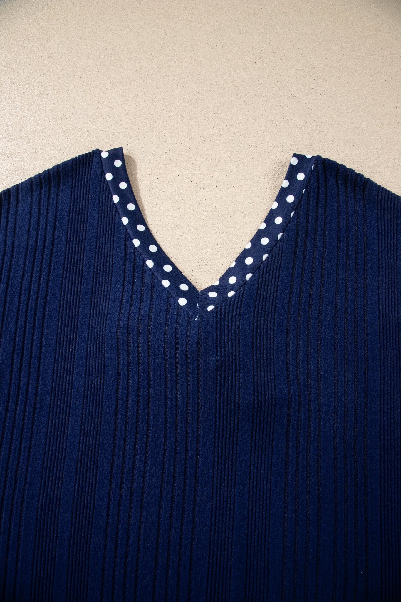 Polka Dot Patchwork Bow Tie V-Neck Top - Rooted & Reckless Co.