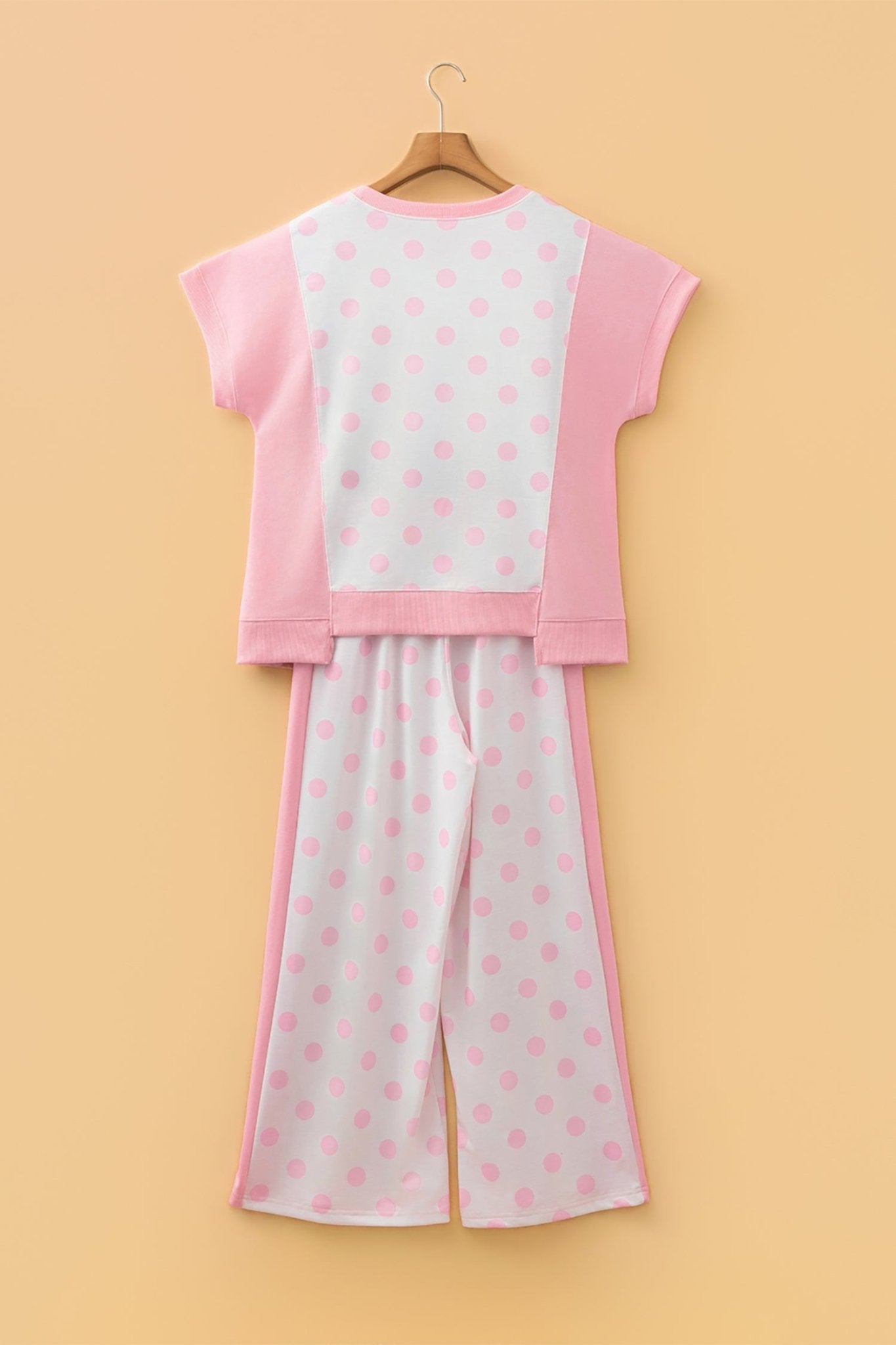 Polka Dot Patchwork Top & Wide Leg Pants Set - Rooted & Reckless Co.