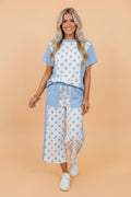 Polka Dot Patchwork Top & Wide Leg Pants Set - Rooted & Reckless Co.