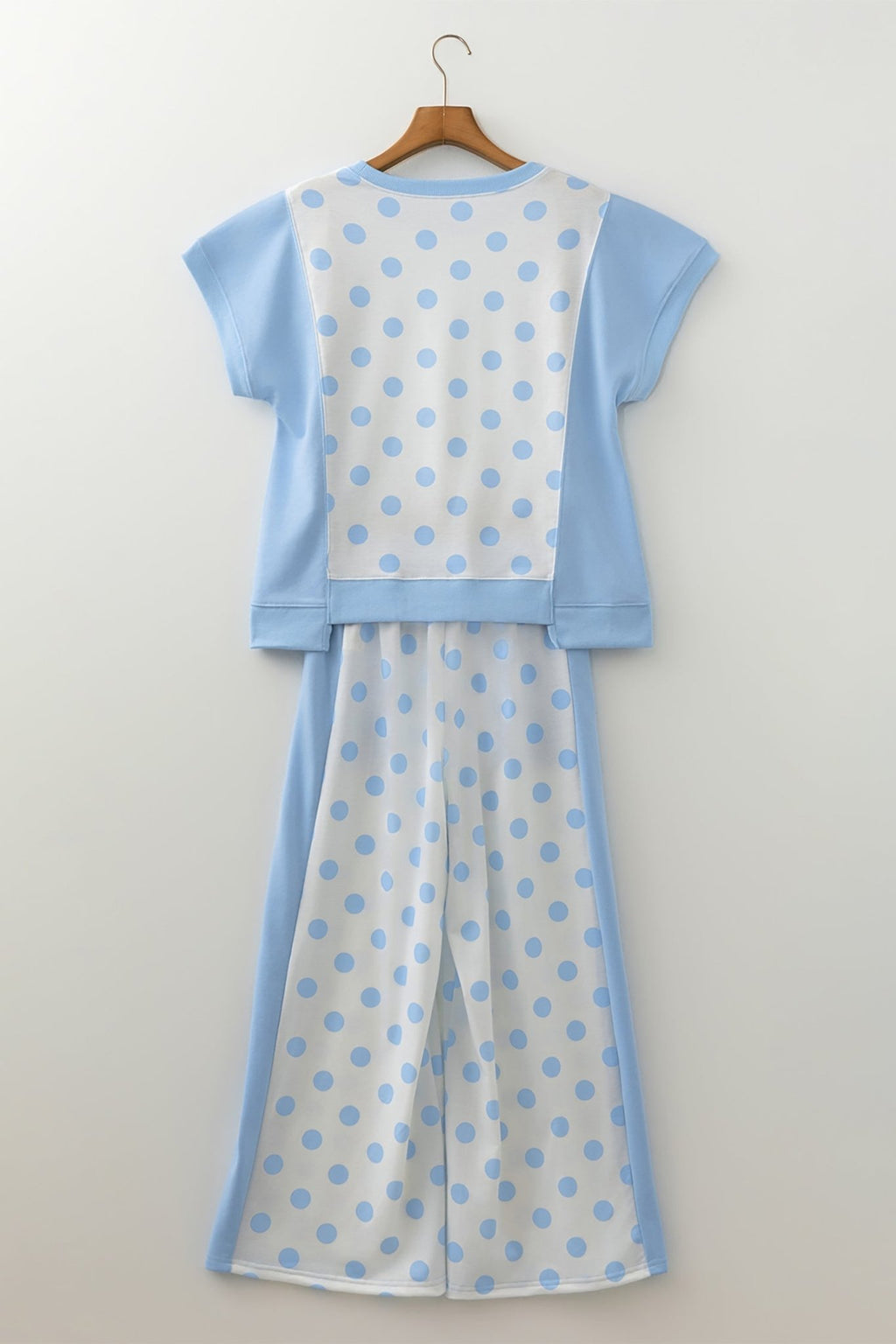Polka Dot Patchwork Top & Wide Leg Pants Set - Rooted & Reckless Co.