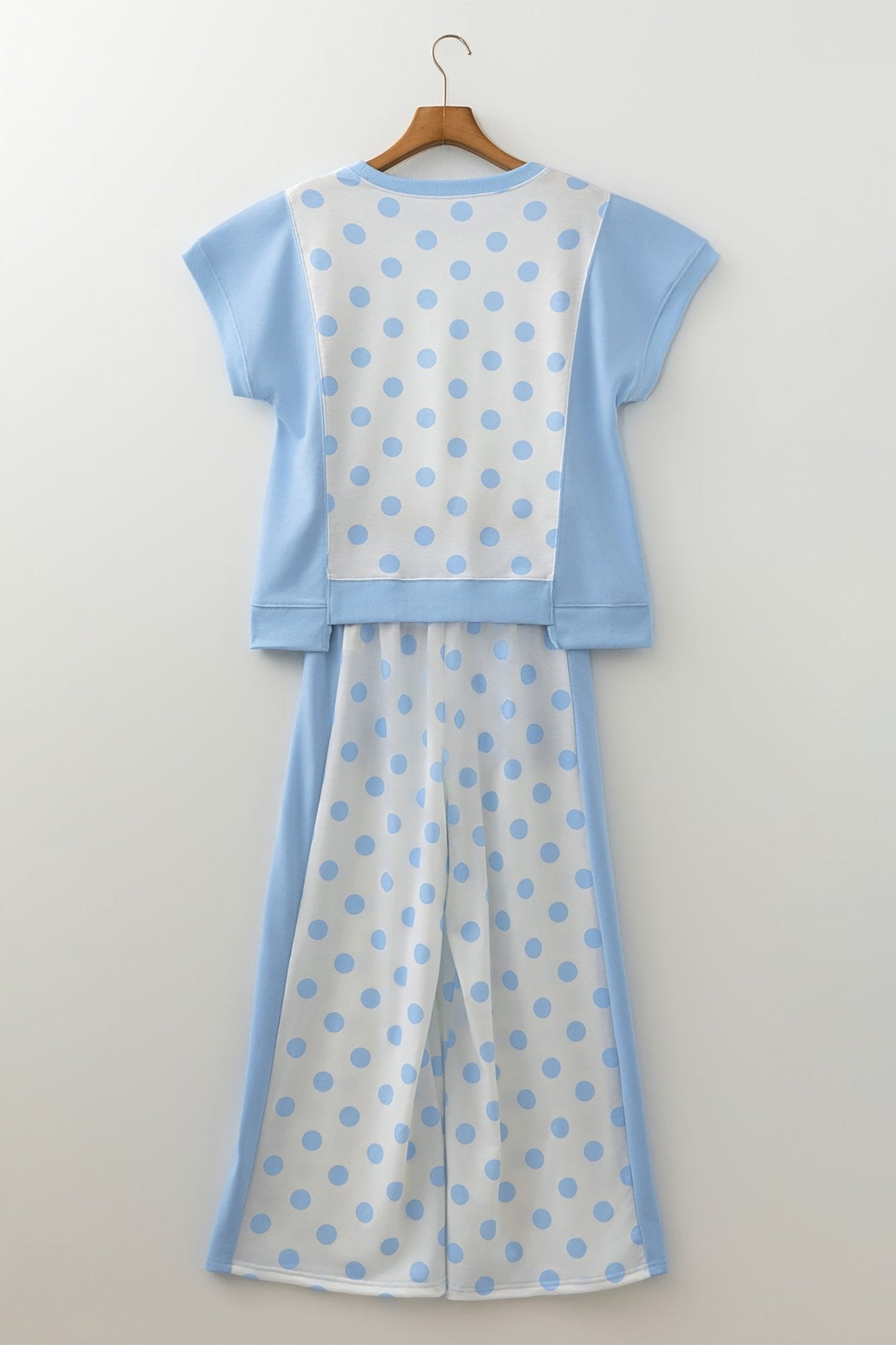 Polka Dot Patchwork Top & Wide Leg Pants Set - Rooted & Reckless Co.