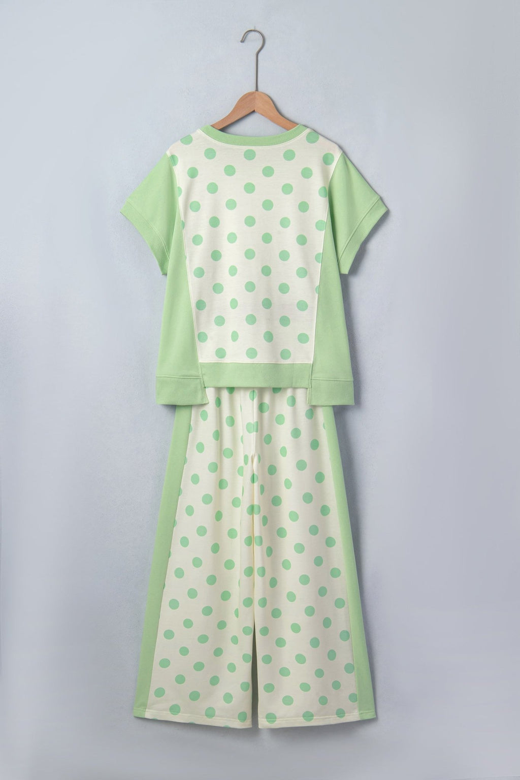 Polka Dot Patchwork Top & Wide Leg Pants Set - Rooted & Reckless Co.
