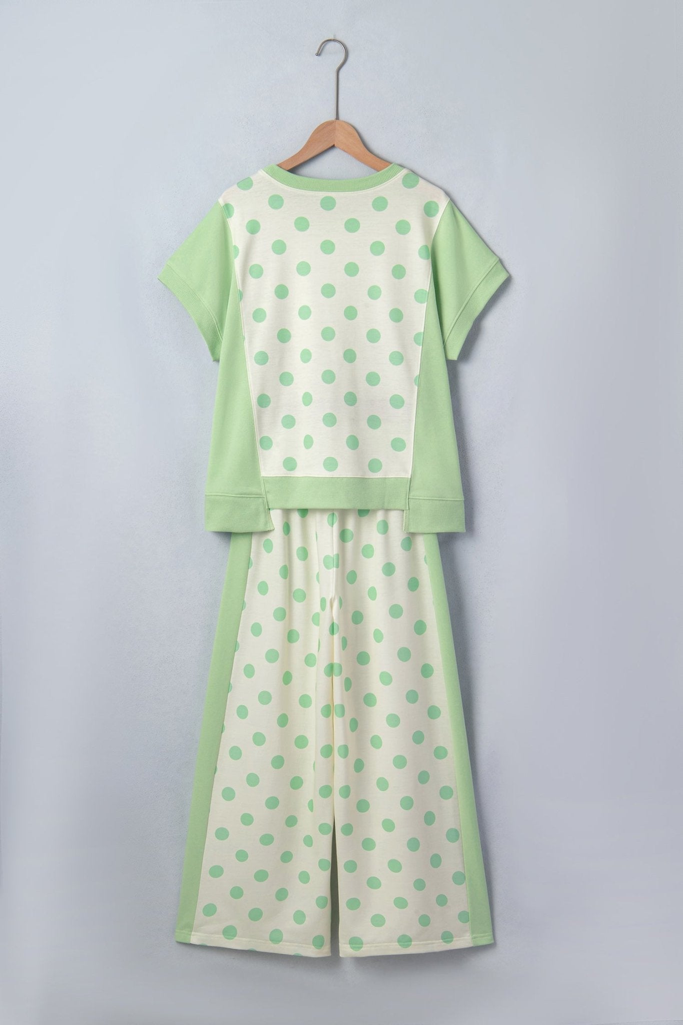 Polka Dot Patchwork Top & Wide Leg Pants Set - Rooted & Reckless Co.