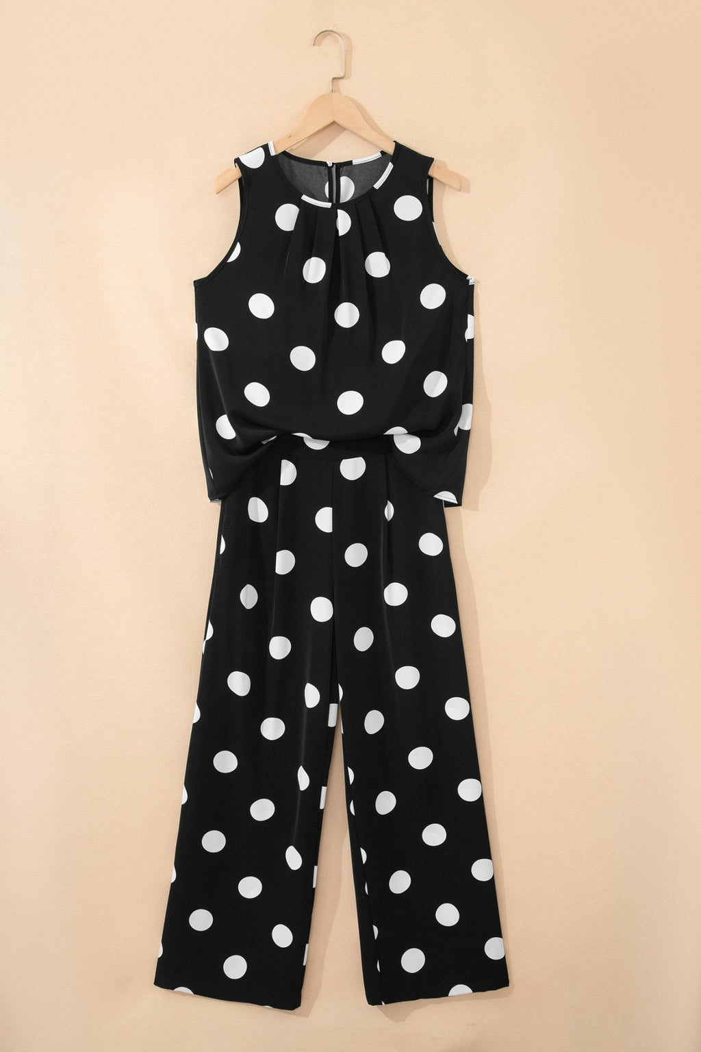 Polka Dot Pleated Tank & Wide Leg Pant Set - Rooted & Reckless Co.