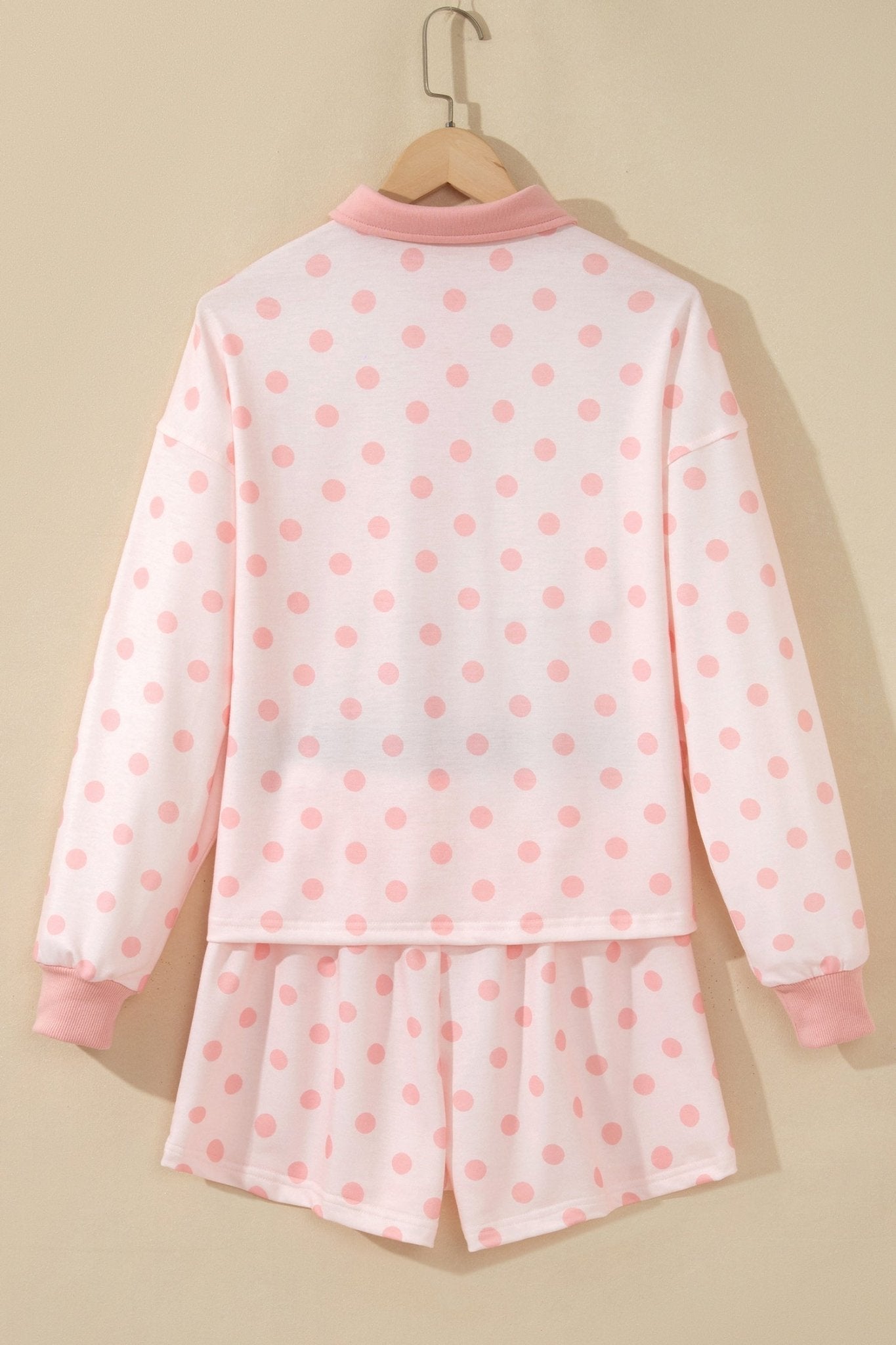 Polka Dot Polo Pullover & Elastic Waist Shorts Set - Rooted & Reckless Co.