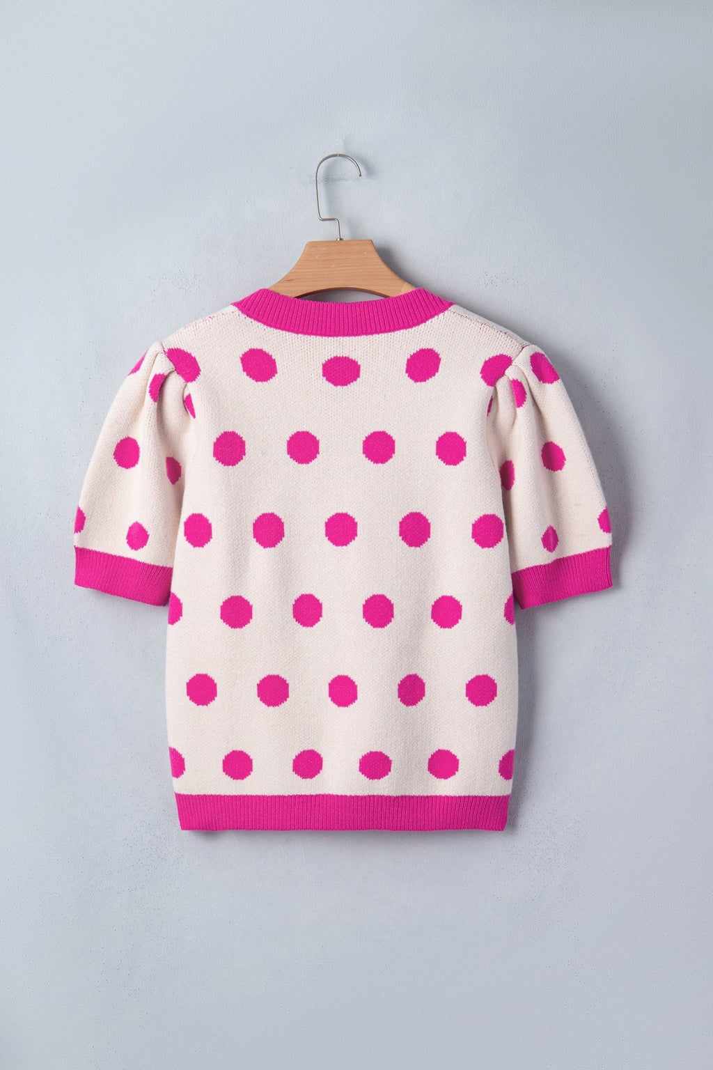 Polka Dot Puff Short Sleeve Sweater Top - Rooted & Reckless Co.