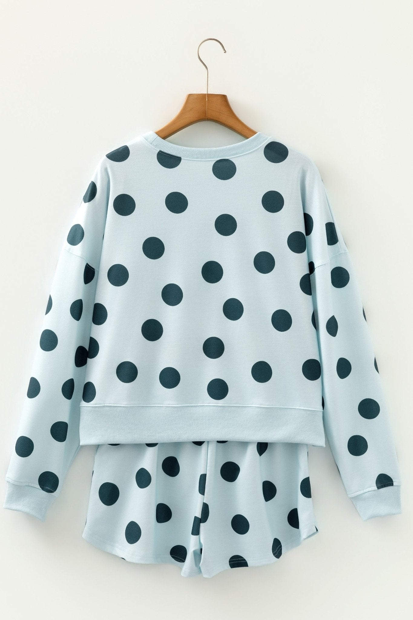 Polka Dot Pullover and Drawstring Shorts Set - Rooted & Reckless Co.