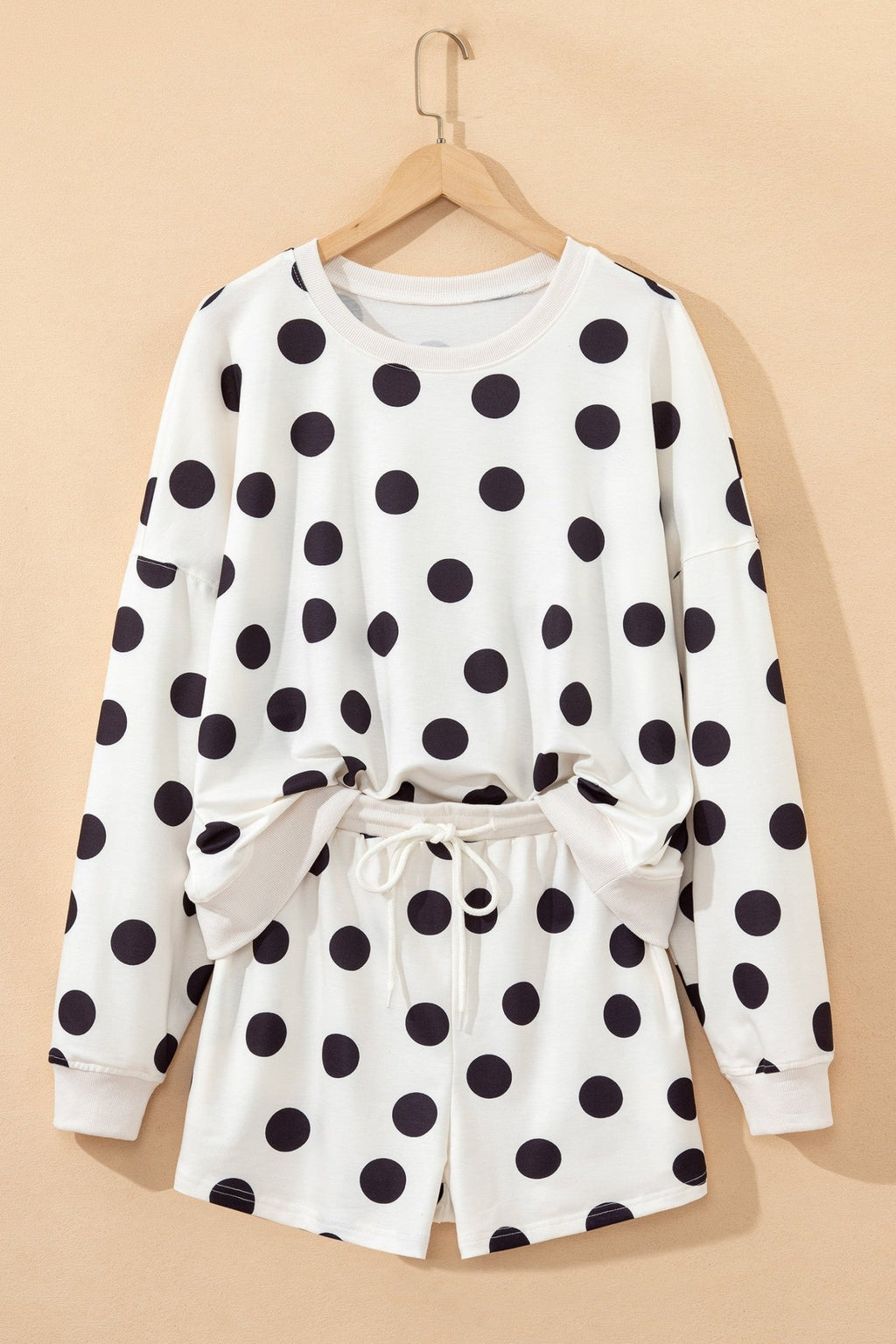 Polka Dot Pullover and Drawstring Shorts Set - Rooted & Reckless Co.
