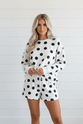 Polka Dot Pullover and Drawstring Shorts Set - Rooted & Reckless Co.