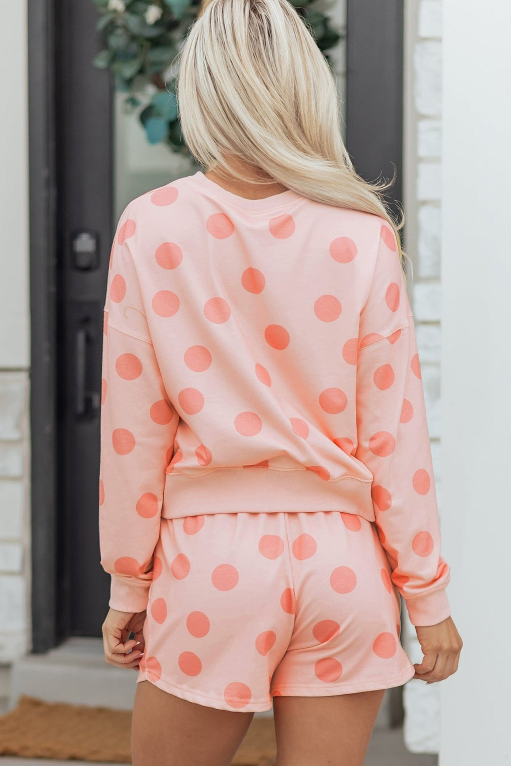 Polka Dot Pullover and Drawstring Shorts Set - Rooted & Reckless Co.