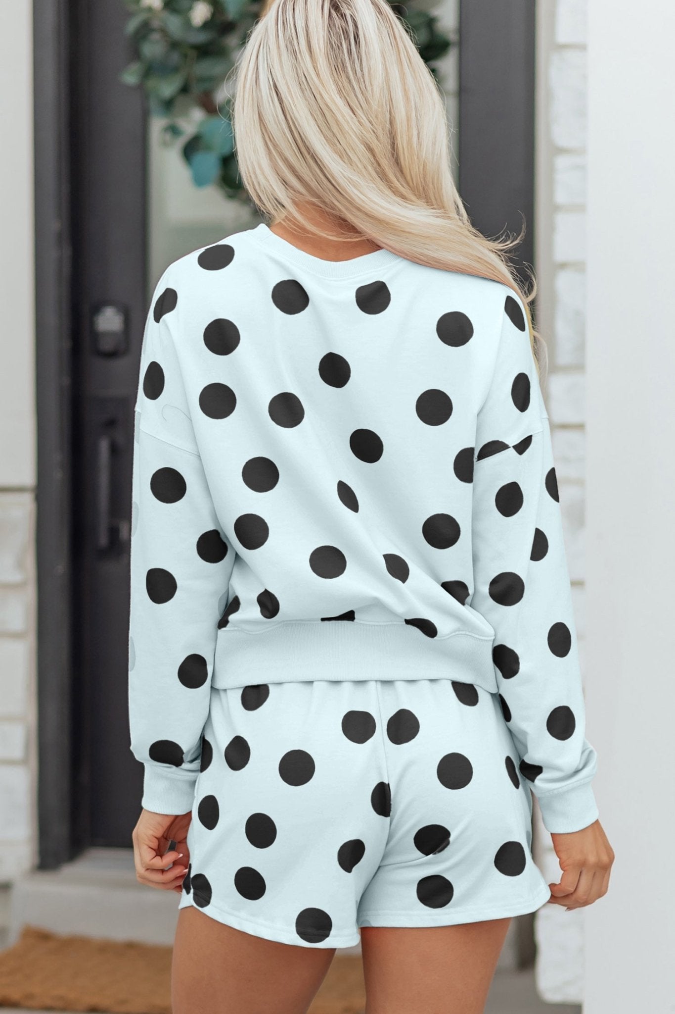 Polka Dot Pullover and Drawstring Shorts Set - Rooted & Reckless Co.