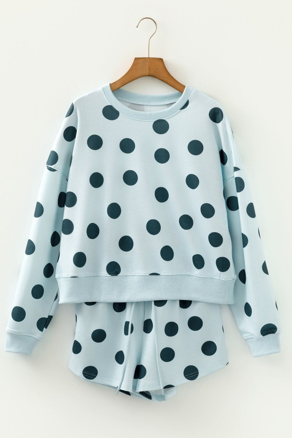 Polka Dot Pullover and Drawstring Shorts Set - Rooted & Reckless Co.