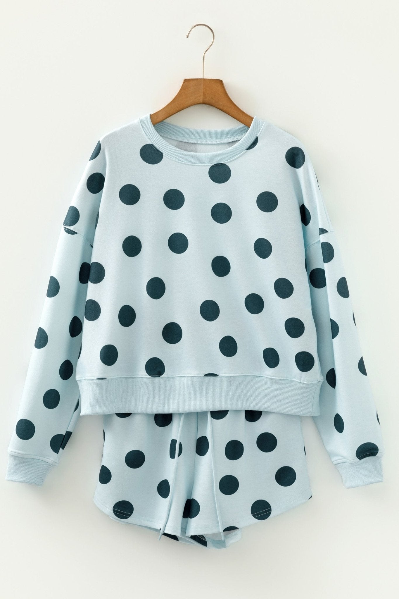 Polka Dot Pullover and Drawstring Shorts Set - Rooted & Reckless Co.