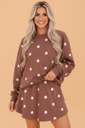 Polka Dot Raw Hem Sweatshirt & Skort Set - Rooted & Reckless Co.
