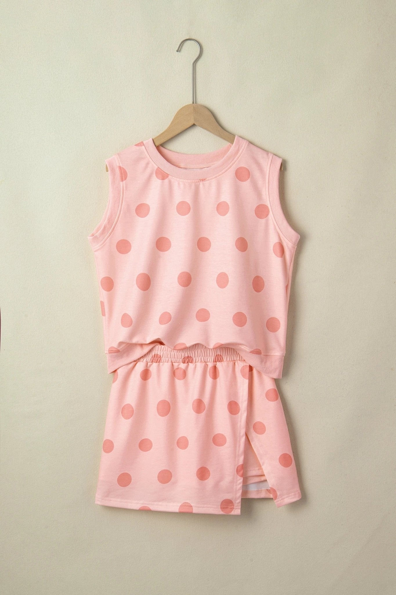 Polka Dot Ribbed Trim Tank & Mini Skort Set - Rooted & Reckless Co.