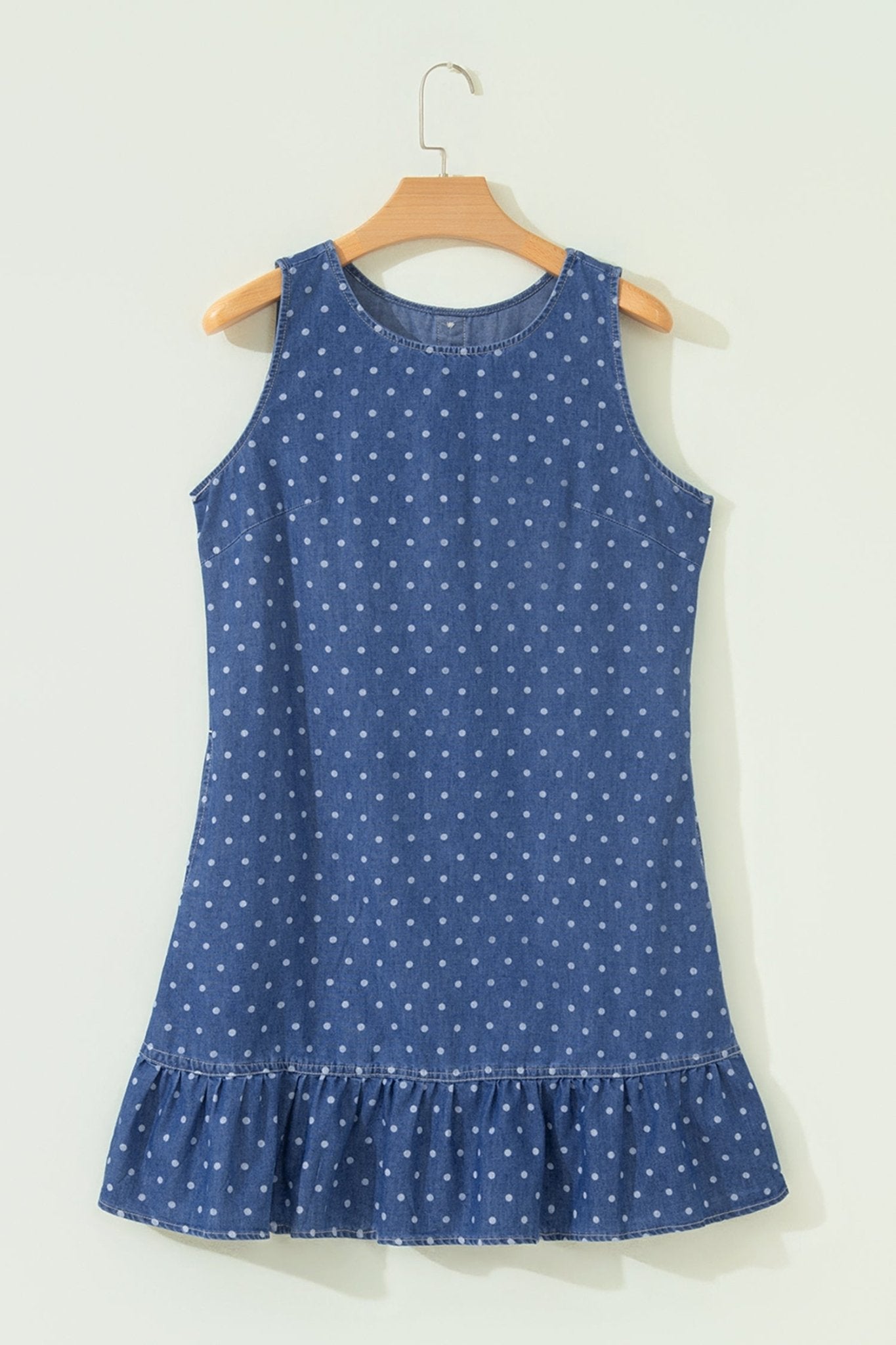 Polka Dot Ruffle Hem Sleeveless Mini Dress - Rooted & Reckless Co.