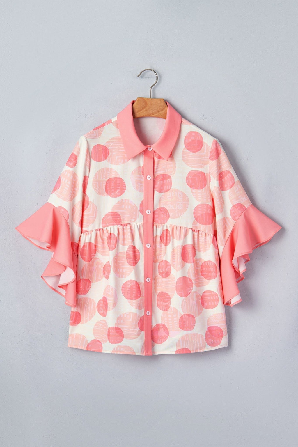 Polka Dot Ruffle Short Sleeve Babydoll Shirt - Rooted & Reckless Co.