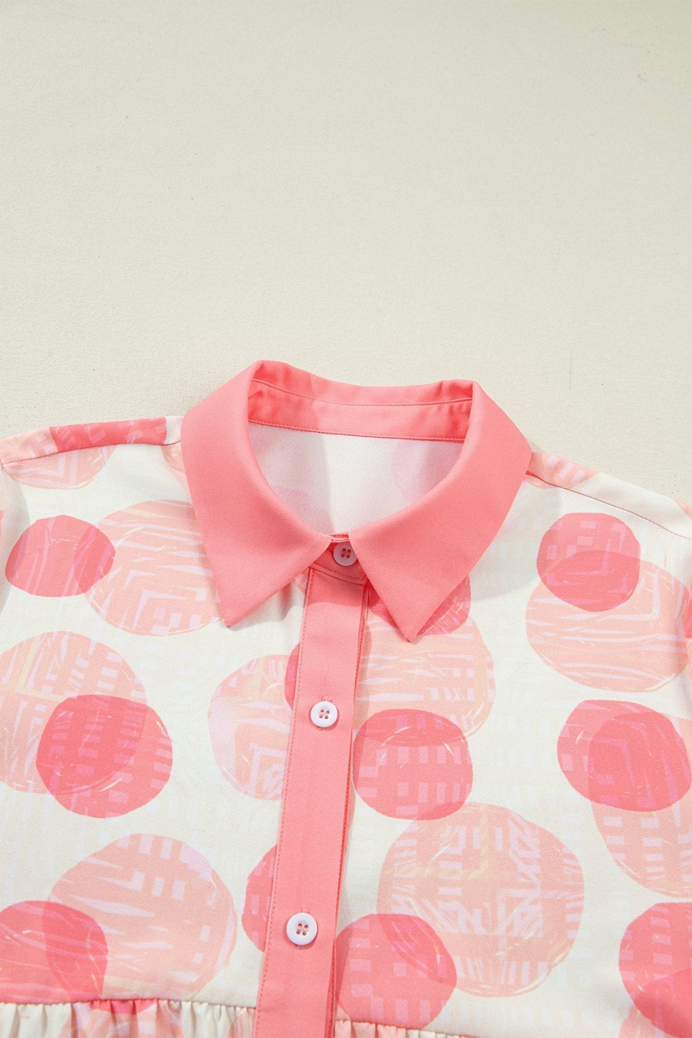 Polka Dot Ruffle Short Sleeve Babydoll Shirt - Rooted & Reckless Co.
