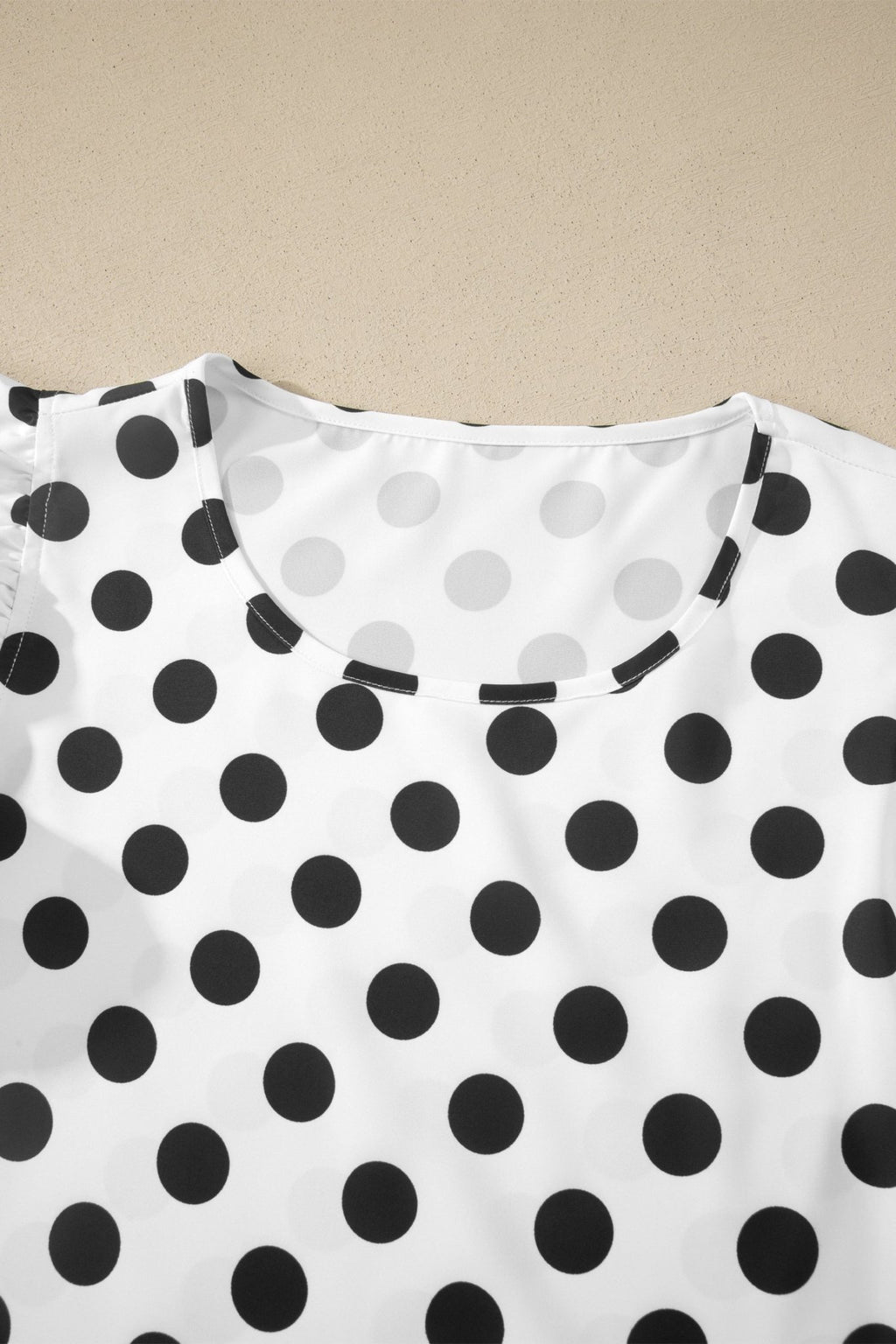 Polka Dot Ruffle Short Sleeve Blouse - Rooted & Reckless Co.