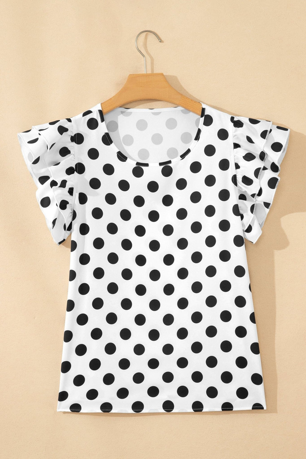 Polka Dot Ruffle Short Sleeve Blouse - Rooted & Reckless Co.