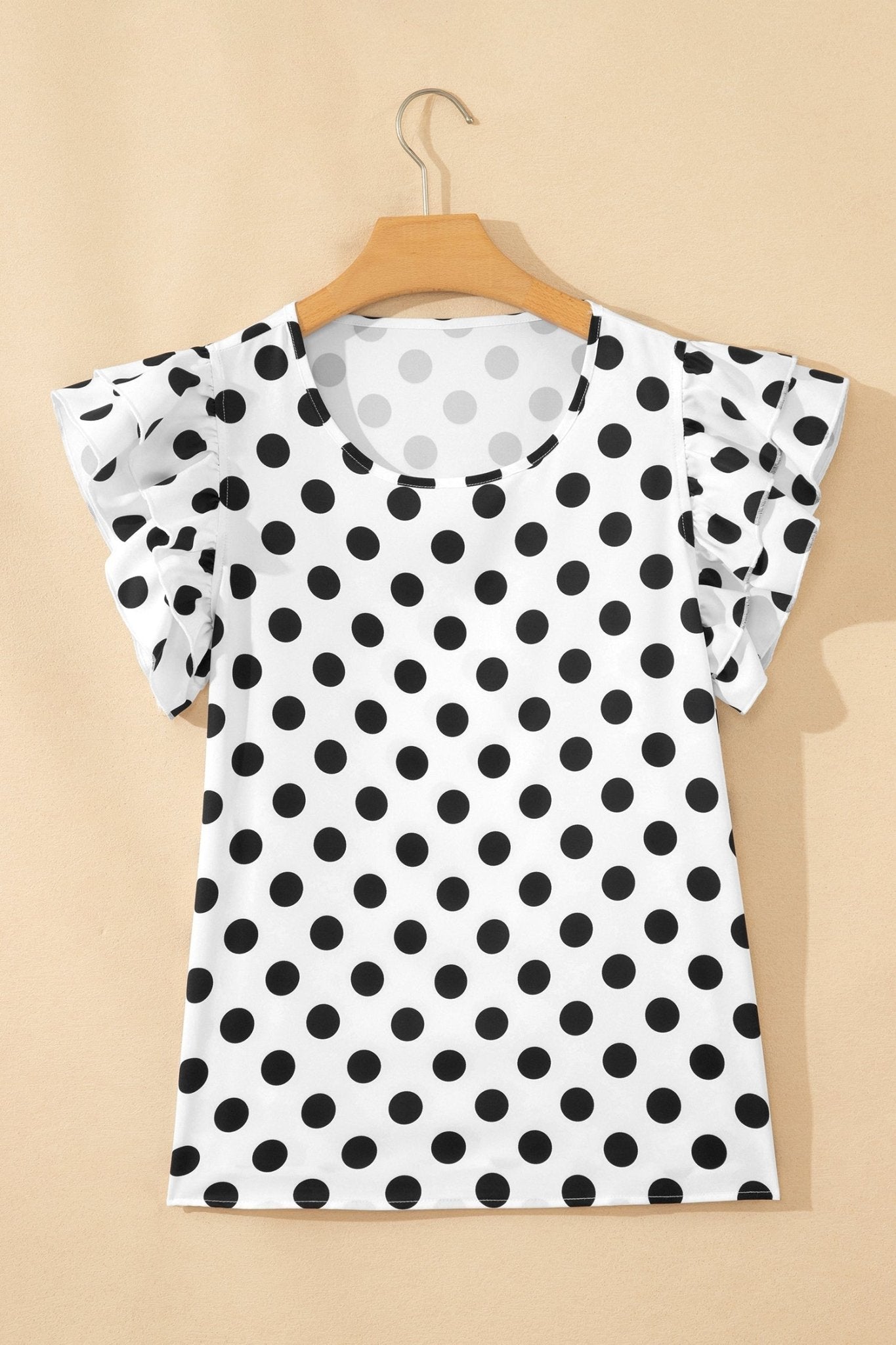 Polka Dot Ruffle Short Sleeve Blouse - Rooted & Reckless Co.